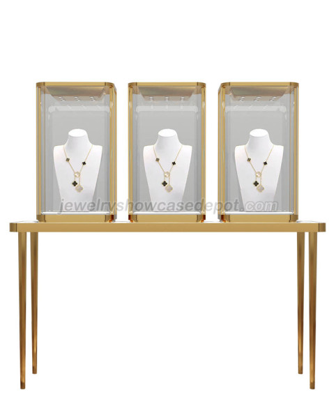 Vitrine de bijoux de dessus de table de couvercle en verre de verrouillage portatif de vente au détail faite sur commande de luxe